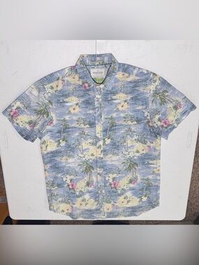 Denim & Flower Ricky Singh Blue Tropical Floral Button-Down Size Medium